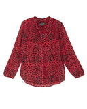 The Podolls | Red Leopard Print Silk Shirt
