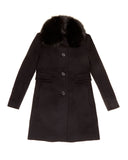 Fleurette Loro Piana Wool New City Coat with Genuine Fox Fur Collar