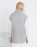 Ines Fringe Multi Stitch Vest in Grey Melange by Apiece Apart | back view