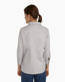 Brogden Leather Shirt in Pearl Grey | back view