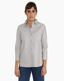 Brogden Leather Shirt in Pearl Grey | Made in Italy