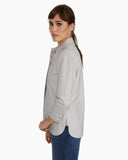 Brogden Leather Shirt in Pearl Grey | side view