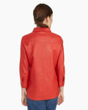 Brogden Leather Shirt in Scarlet Red | back view