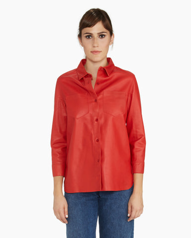 Red Leather Shirt by Brogden | Made in Italy