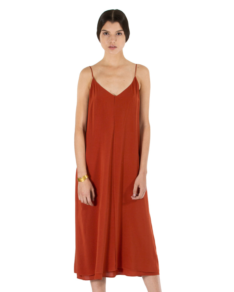 VOZ | Double Layer Cami Dress | Desert Apricot Red SAANS VOZ | Double Layer Cami Dress | Desert Apricot Red SAANS