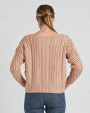 Ryan Roche Cashmere Fisherman's Sweater in Rose | back view