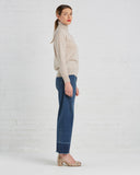 Ryan Roche Cashmere Turtleneck Sweater in Bambi Light Tan | side view
