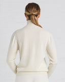 Ryan Roche Cashmere Turtleneck Sweater in Ivory | back view