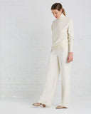Ryan Roche Cashmere Turtleneck Sweater and Wide-leg Silk Pant in Ivory