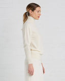 Ryan Roche Cashmere Turtleneck Sweater in Ivory | side view
