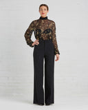 Voz Wide-leg Wool Trousers in Black | front view