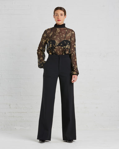 Voz Wide-leg Wool Trousers in Black | Made in New York