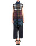Suno Sleeveless Multicolored Plaid Mohair Tunic | full view front