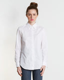 TOME White Cotton Poplin Tie Back Shirt | front view