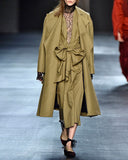 TOME Tailored Trench Coat in Khaki with Embroidery | NYFW 2016