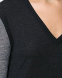 TOME V neck close up | V Turtleneck Sweater in Charcoal
