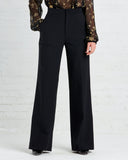 Voz Wide-leg Wool Trousers in Black | front view