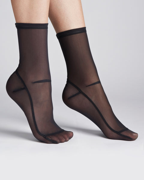 Darner Socks | Sheer Mesh Socks in Black