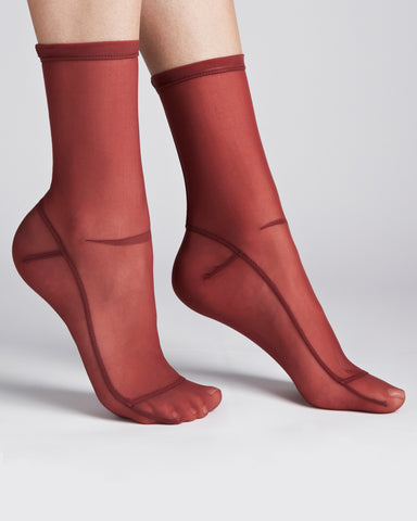 Darner Socks | Sheer Mesh Socks in Red