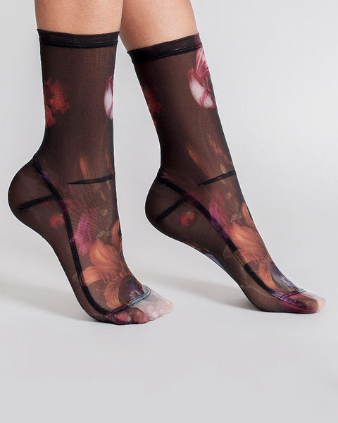 Darner Socks | Black Floral Socks
