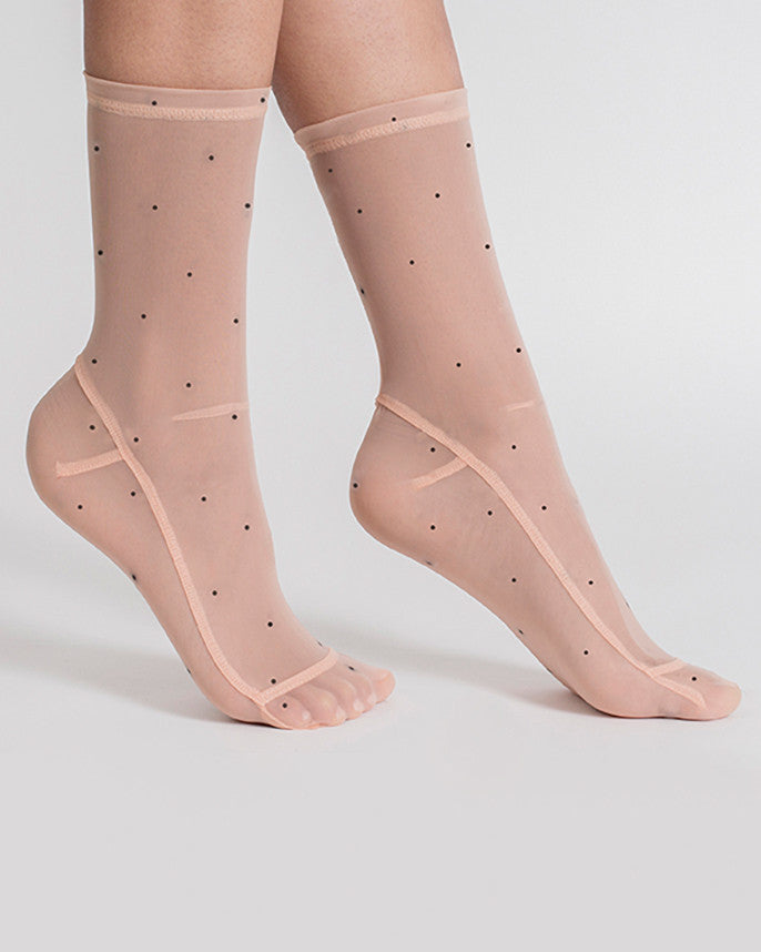 Darner Socks  Polka Dot Mesh Socks in Nude and Black – SAANS