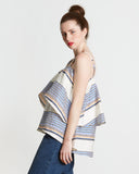 Tanya Taylor Ione Top in Textured Sunset Stripe | side view
